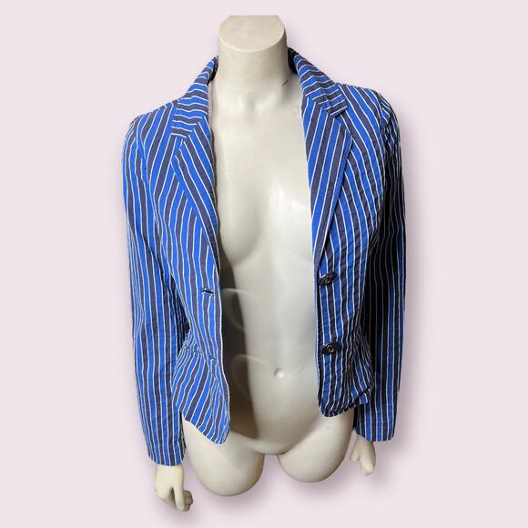 Tibi Navy Blue Striped Blazer Lace Cuff - Picture 6 of 6